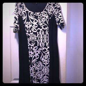 Navy blue work dress.